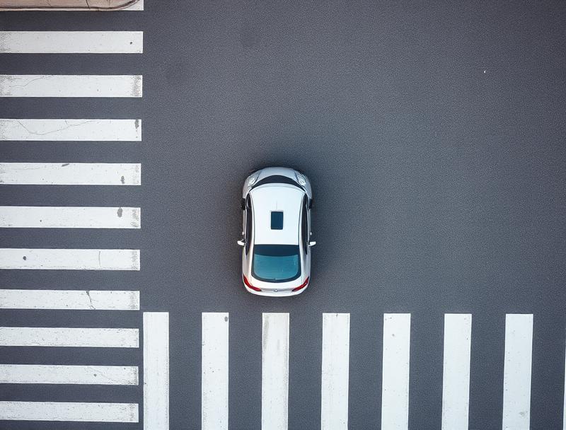 Vista aérea de un auto en clase de manejo